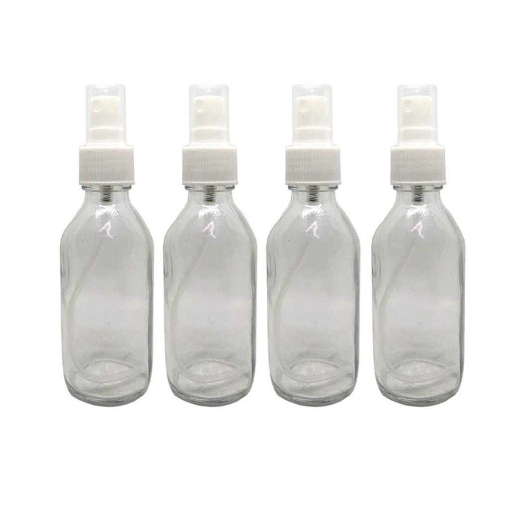 Clear Glass Refillable Round Bottle With Mist Spray Pump (50ml, 10 pcs)