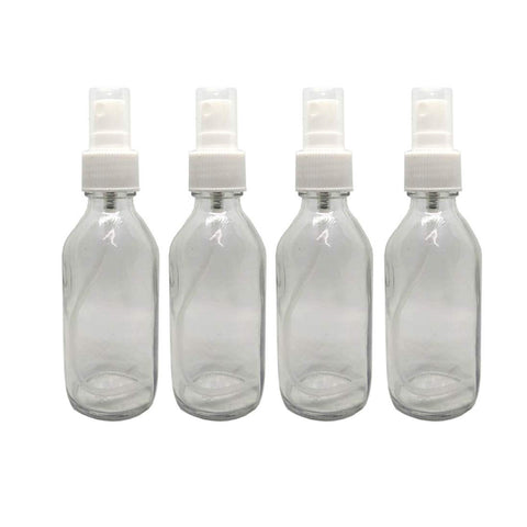 Clear Glass Refillable Round Bottle With Mist Spray Pump (50ml, 10 pcs)
