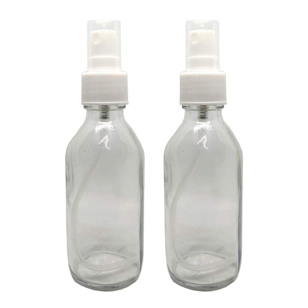 Clear Glass Refillable Round Bottle With Mist Spray Pump (10 pcs)