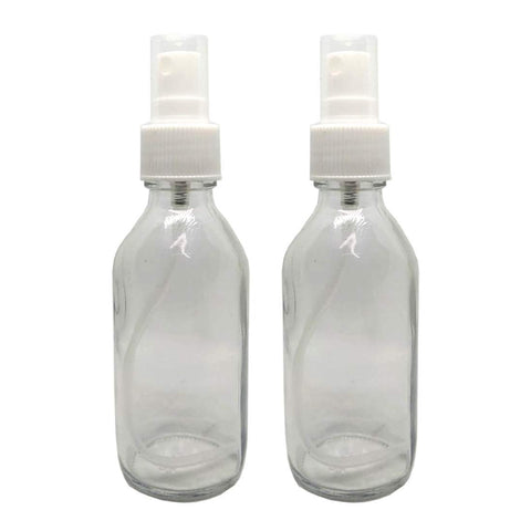 Clear Glass Refillable Round Bottle With Mist Spray Pump (10 pcs)