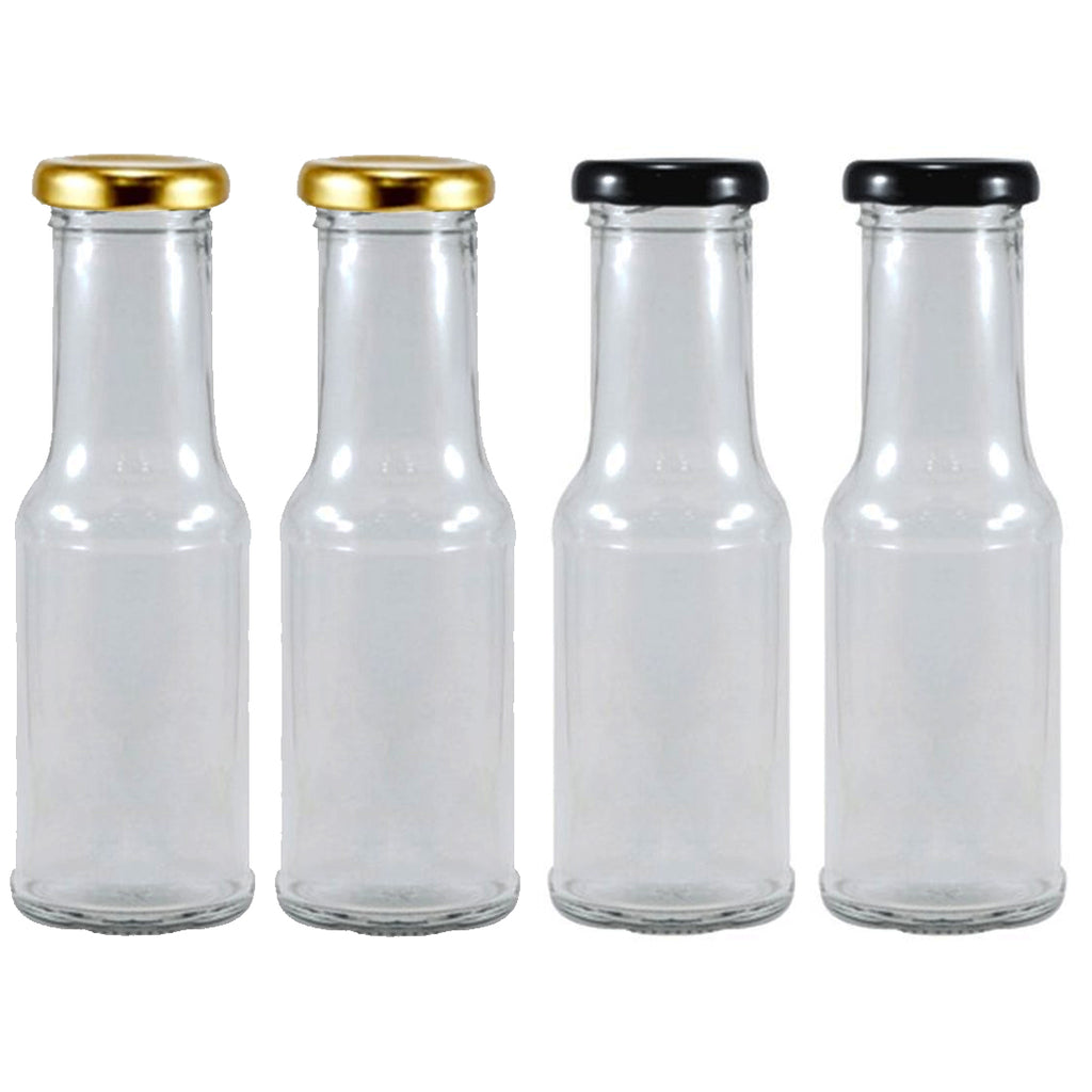 Glass Bottle for Milk Water and Juice with Air Tight Metal Cap (10 pcs)
