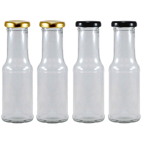 Glass Bottle for Milk Water and Juice with Air Tight Metal Cap (10 pcs)