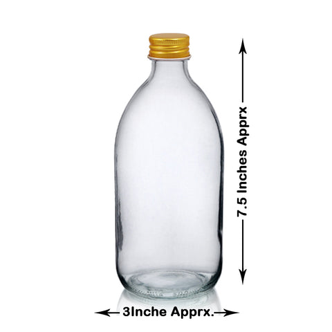 Premium Round Shape Med Glass Bottle With Metal Lid And Plastic Inner (500ml)