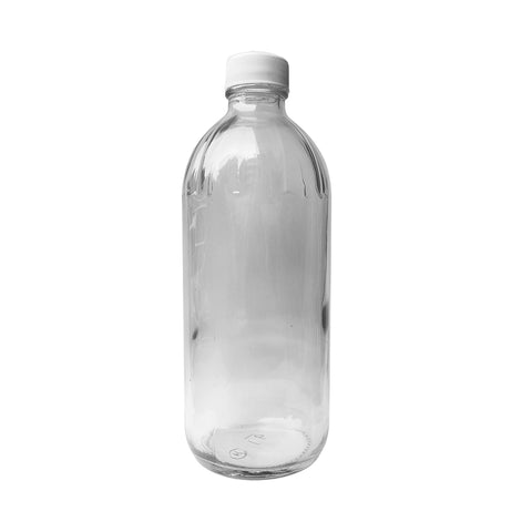 Premium Round Shape Glass Bottle with Plastic Cap (10 pcs)