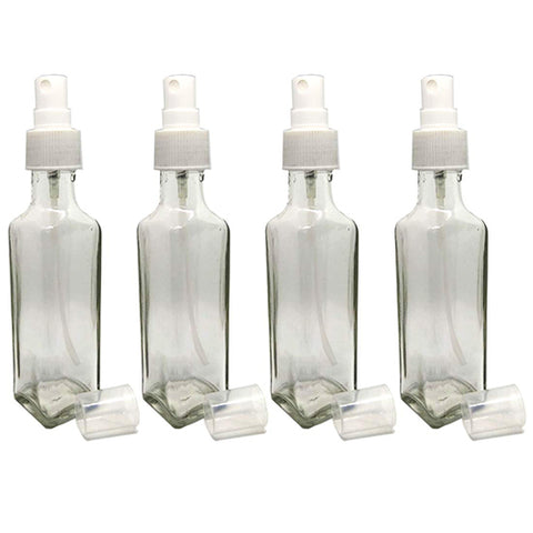 Glass refillable and transparent Square Bottle with Spray Pump (10 pcs)