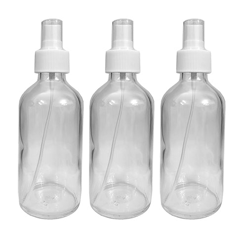 Clear Glass Refillable Round Bottle With Mist Spray Pump (10 pcs)