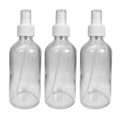 Clear Glass Refillable Round Bottle With Mist Spray Pump (10 pcs)