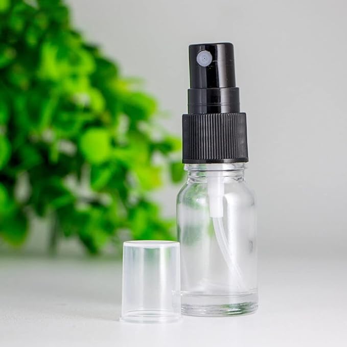 Clear Glass refillable Round Bottle with Mist Spray Pump (10pcs)