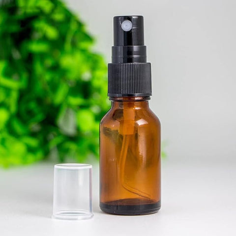 Amber Glass refillable Round Bottle with Mist Spray Pump (10pcs)