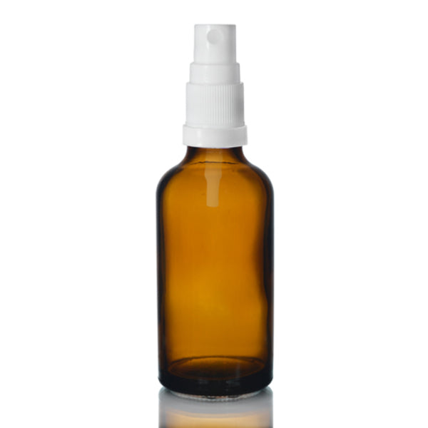 Amber Glass Refillable Round Bottle With Mist Spray Pump (10 pcs)