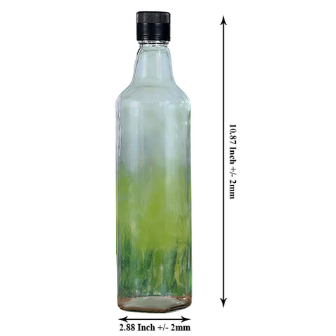Round Shape Glass Bottle with with Pourer Cap Black (750ml)