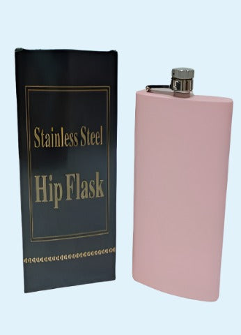 Matte Pink Hip Flask 240ml