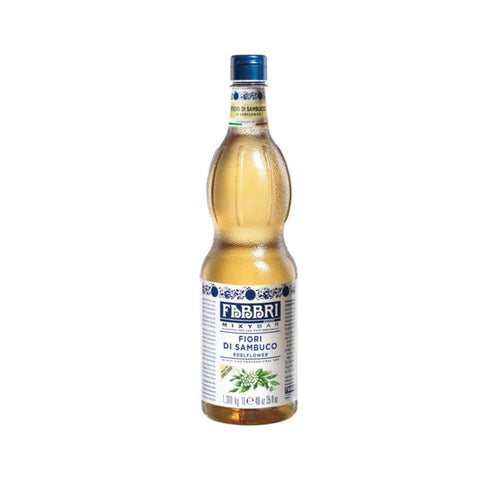 Bottle of Faberi syrup on a white background
