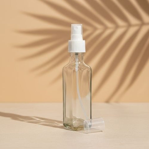 Glass refillable and transparent Square Bottle with Spray Pump (10 pcs)