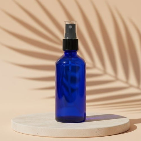 Blue Color Refillable Glass Bottle With Mist Spray Pump (10pcs)