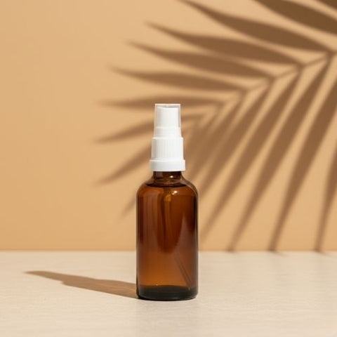 Amber Glass Refillable Round Bottle With Mist Spray Pump (10 pcs)