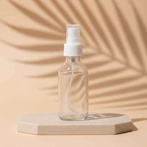 Clear Glass Refillable Round Bottle With Mist Spray Pump (10 pcs)