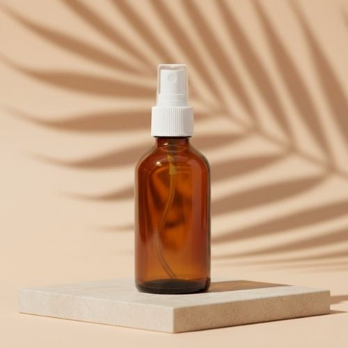 Amber Glass refillable Round Bottle with Mist Spray Pump (10 pcs)