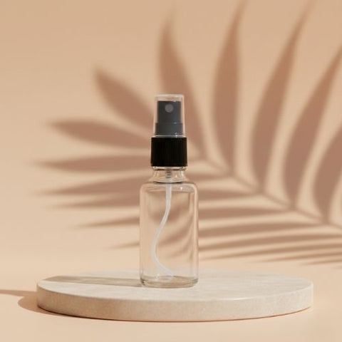 Clear Glass refillable Round Bottle with Mist Spray Pump (10 pcs)