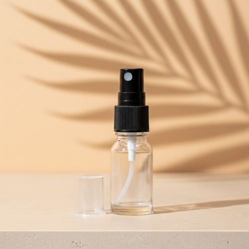 Clear Glass refillable Round Bottle with Mist Spray Pump (10pcs)
