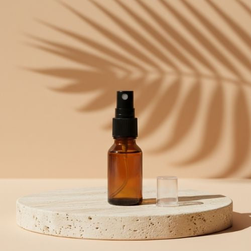 Amber Glass refillable Round Bottle with Mist Spray Pump (10pcs)