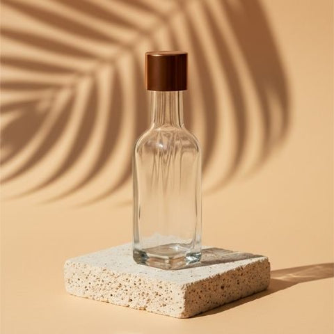 Square Shape Empty Clear Glass Bottle with Cap (10 pcs)