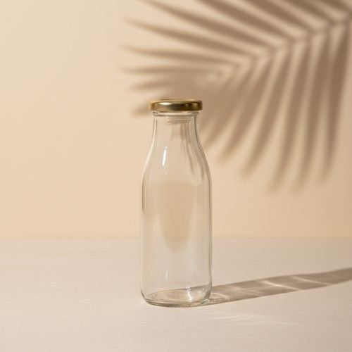 Glass Bottle For Milk Water And Juice With Air Tight Metal Cap (10 pcs)