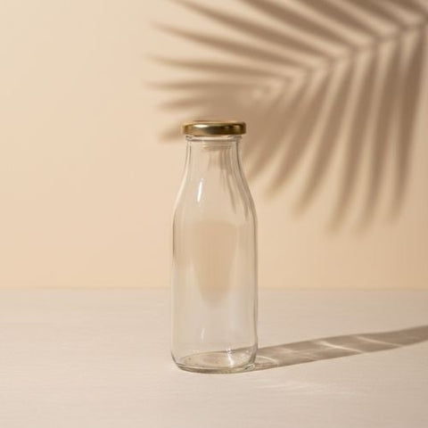 Glass Bottle For Milk Water And Juice With Air Tight Metal Cap (10 pcs)