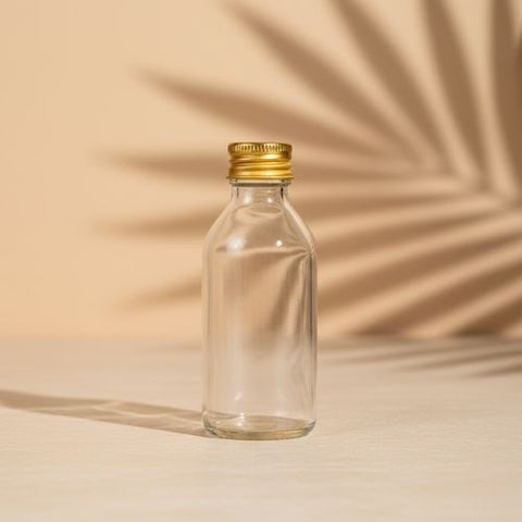 Premium Round Shape Glass Bottle With Metal Lid (10 pcs)