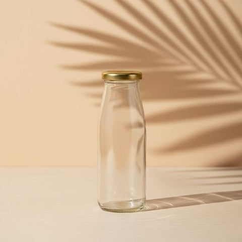 Glass Bottle For Milk Water And Juice With Air Tight Metal Cap (10pcs)