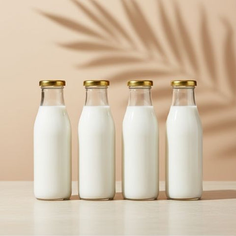 Glass Bottle For Milk Water And Juice With Air Tight Metal Cap (10 pcs)