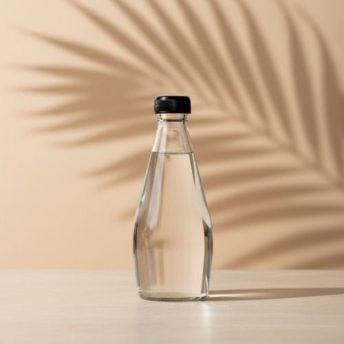 Premium Round Drop Shape Glass Bottle with Metal and Plastic Cap (10 pcs)