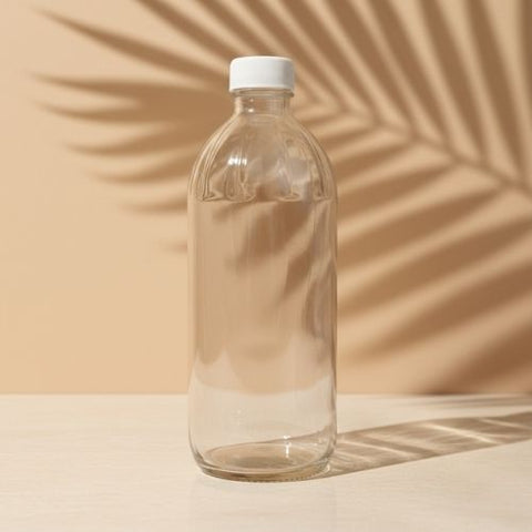 Premium Round Shape Glass Bottle with Plastic Cap (10 pcs)