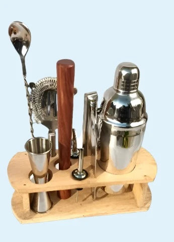 Wooden Stand Bar Sets Stainless Steel