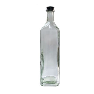 Square Shape Glass Bottle with Metal Cap and Plastic Inner (10 pcs)