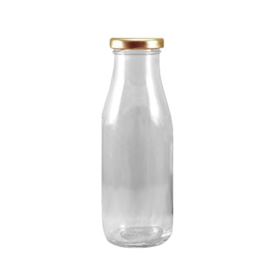 Glass Bottle For Milk Water And Juice With Air Tight Metal Cap (10 pcs)