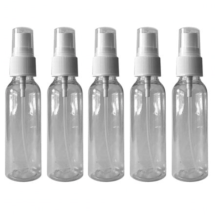 Pet refillable and transparent Round Bottle with Spray Pump (10 pcs)