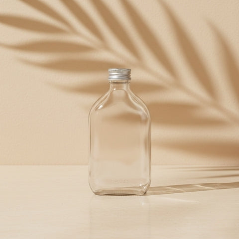 Empty Quarter Clear Glass Bottle with metal cap and seal (10 pcs)