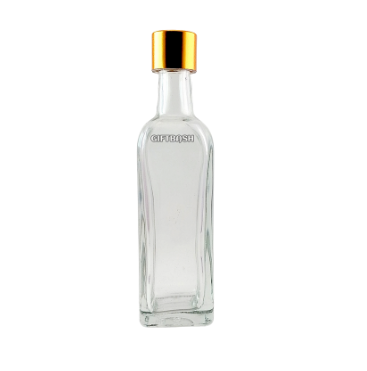 Premium Square Shape Glass Bottle with Golden Metal Lid (60ml)