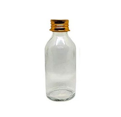 Premium Round Shape Glass Bottle with Golden Metal Lid (50ml)