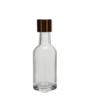 Square Shape Empty Clear Glass Bottle with Cap (10 pcs)