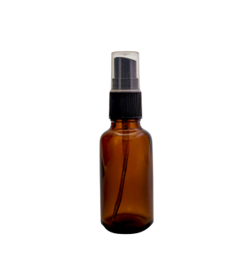 Amber Glass refillable Round Bottle with Mist Spray Pump (10 pcs)