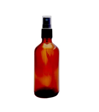 Amber Glass Refillable Round Bottle With Mist Spray Pump (100ml)