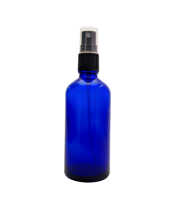 Blue Color Glass Refillable Round Bottle With Mist Spray Pump (10 pcs)
